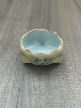 Antique Vintage Blue Porcelain Salt Cellar
